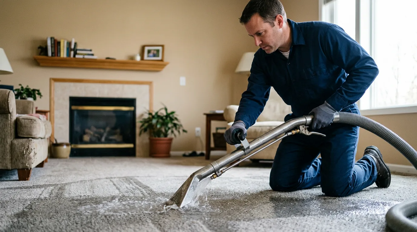 Water damage restoration technician working near Plaza, ND